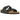 Birkenstock Arizona Birko-Flor Black sneakers sedd från sidan med två svarta remmar, metallspännen och en anatomisk fotbädd i kork.