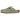 Birkenstock Boston Khaki sneakers i profilvinkel, utförda i olivgrön mocka med den klassiska korksulan och justerbart spänne.