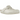 Birkenstock Boston White Narrow Fit sneakers sedd från sidan med vit ovandel i läder, silverfärgat spänne och karakteristisk korksula