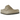 Birkenstock Naples Wrapped Suede Leather Taupe sneakers i profil, som visar den mjuka ovandelen i mocka, den ikoniska korkfotsbädden och en slitstark sula