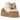 UGG Funkette Slipper Chestnut sneakers i vinklad vy med ovandel i mjuk kastanjebrun mocka, plattformsula och logotyp på hälremmen