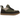 UGG Lowmel Burnt Olive Mustard Seed sneakers i vinklad profil med olivgrön mockaovandel, vadderad plös och gula skosnören.