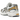 Asics GT-2160 White Pure Silver Gold sneakers i en stilren vinklad profilvy med vita mesh-detaljer och framhävande inslag av metalliskt guld.