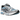 Asics Gel Kayano 14 Arctic Sky Pure Silver sneakers i vinklad profil, med metalliskt silverfärgad mesh, blå detaljer och dämpande GEL-sula i vitt.