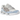 Asics Gel-NYC Cream Cloud Grey Blue sneakers i en vinklad vy med creme-mesh-ovandel, grå mockapaneler och en chunky vit mellansula.