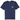 Stussy Tee Navy sneakers framifrån med klassisk Stussy-logotyp tryckt i vitt på bröstet av en marinblå T-shirt i mjuk bomull