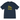 Stussy Bulldog Tee Navy sneakers frontvy med tryck av en bulldog och Stussy-logotyp på en marinblå t-shirt i bomull