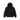 Stussy Built Tough Zip Hoodie Black sneakers frontvy av svart huvtröja med dragkedja, Stussy-logotyp på bröstet och justerbara dragskor i huvan