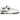 New Balance 550 Aime Leon Dore White Green sneakers i vinkelad vy med vit läderöverdel, gröna detaljer och klassisk snörning