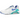 Nike Air 180 White Medium Blue Clear Jade sneakers i vinklad vy med vit ovandel, blå detaljer och synlig luftdämpning