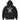 Corteiz RTW College Hoodie Black sneakers visas framifrån med vit logotryck på bröstet, ribbade muddar och en klassisk svart luvtröja