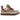 UGG Lowmel Driftwood Biking Red sneakers i vinkelad vy med brun mockaöverdel, röda skosnören och vadderad plös