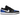 Jordan 1 Low Black Royal Toe sneakers i vinkelad vy med svart och blå läderöverdel, snören och vit mellansula