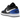 Jordan 1 Low Black Royal Toe sneakers i vinklad vy med svart läderöverdel, blå tåbox och vit mellansula