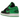 Air Jordan 1 Low Lucky Green sneakers i vinklad profil med grönt och vitt läder, svart Swoosh och vit mellansula