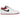 Air Jordan 1 Low White Gym Red sneakers i vinklad profil med vit läderöverdel, röda detaljer, snören och klassisk gummisula