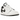 Air Jordan 1 Low White Black sneakers i en vinklad vy med vitt läder, svart Swoosh-logotyp, matchande svarta skosnören och vit mellansula.
