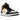 Air Jordan 1 Mid White Pollen Black sneakers i en sidoprofil med gul läderöverdel, svarta detaljer, vit mellansula och klassisk Jumpman-logotyp.