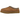UGG Tasman Slipper Chestnut sneakers i vinklad profil med det karakteristiska broderade mönstret på kragen och mjuk mocka i brunt