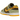 Nike Dunk Low Dusty Olive sneakers i vinkelvy med bruna mockapaneler, grön bas, orange skosnören och vit mellansula