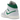 Jordan 1 Mid White Pure Platinum Pine Green sneakers i sidoprofil med vit lærösandel och gröna detaljer samt matchande skosnören