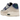Nike Air Max 90 Coconut Milk Deep Royal Blue sneakers i sidoprofil med krämvit ovandel, blå swoosh och synlig Air-enhet