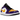 Jordan 1 Low SE Lakers sneakers i vinklad vy med gul läderöverdel, lila detaljer, svarta skosnören och vit mellansula
