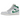 Jordan 1 Mid White Pure Platinum Pine Green sneakers i sidoprofil med vit överdel i läder, grå paneler och gröna detaljer samt snören