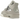 Air Jordan 4 Frozen Moments sneakers i vinklad vy med ovandel i grå mocka, metalliska detaljer vid snörhålen och en synlig Air-enhet i yttersulan