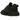 Adidas Yeezy Boost 350 Pirate Black (2023) sneakers i vinklad vy med svart Primeknit-ovandel, skosnören och karakteristisk ribbad mellansula