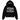 Broken Planet Moon Phases Hoodie Midnight Black sweatshirt sedd framifrån med grafiskt månfas-tryck och justerbar huva i svart bomull