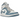 Air Jordan 1 Mid UNC 2022 sneakers sedda från sidan med ljusblå och vita läderpaneler, vit mellansula och klassisk blå swoosh-detalj