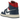 Air Jordan 1 Mid French Blue Gym Red sneakers sidoprofil med vit läderbas, blå överdrag, röd swoosh och vit mellansula med röd yttersula