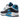 Nike Air Max 90 Laser Blue (2020) sneakers i sidoprofil med vit mesh, grå mockapaneler, svarta detaljer och distinkta blå accentfärger