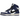 Nike Dunk High AMBUSH Deep Royal sneakers i en vinklad vy med framträdande blått läder, förlängd svart swoosh och vit mellansula.