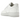 Nike Air Force 1 Low Supreme White sneakers från sidan med ovandel i vitt läder, matchande vita skosnören och Supreme-logotypen synlig på hälen.