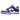 Nike Dunk Low Bright Crimson Game Royal sneakers sidoprofil med livfull röd läderovandel, blå swoosh, vita skosnören och gummisula