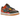 Nike Dunk Low Scrap Archeo Brown sneakers i en vinklad profilvy med lappade detaljer i bruna, gröna och lila nyanser på en slitstark yttersula