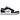 Air Jordan 1 Low Black University Blue White sneakers i vinklad profil med blå läderöverdel, svart swoosh och vit mellansula
