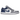 Air Jordan 1 Low Stealth French Blue sneakers från sidan med grå läderovandel, blå swoosh och vita skosnören på en vit mellansula