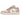 Air Jordan 1 Low Pink Oxford sneakers i vinklad profil, med rosa läderdetaljer, vita paneler och klassisk Nike Swoosh-logotyp på sidan