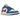Air Jordan 1 Low Sport Blue Gym Red sneakers i sidoprofil med blå och vita läderpaneler, röd hälkappa samt Jumpman-logotyp på plösen