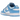 Nike Dunk Low UNC sneakers sidoprofil i ljusblått och vitt läder med vita skosnören, perforerad tåbox och en matchande vit och blå sula