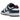 Nike Dunk Low Valerian Blue sneakers i vinklad vy med ovandel i vitt och mörkblått läder, vit mellansula och blå yttersula