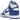 Nike Dunk High Game Royal sneakers sedda från sidan med paneler i vitt läder, blå överlägg, matchande blå swoosh och vit mellansula