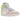 Nike Dunk High Cashmere sneakers i sidoprofil med överdel i pastellfärgat läder, vit mellansula och ljusrosa yttersula samt matchande skosnören.