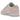 Nike Dunk Low Next Nature Pale Coral sneakers i profil med vit läderöverdel, ljusrosa paneler och en klassisk vit yttersula i gummi