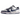 Nike Dunk Low EMB NBA 75th Anniversary Brooklyn Nets sneakers i en sidoprofil med gråa och vita läderpaneler samt en blå Swoosh-logotyp