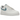 Nike Air Force 1 White Worn Blue Paisley sneakers i sidoprofil med ovandel i vitt läder och den ikoniska blå swoosh-logotypen med paisley