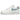 Nike Air Force 1 White Worn Blue Paisley sneakers i sidoprofil med blått paisley-mönster på swoosh och häl samt klassisk vit läderovandel och sula.